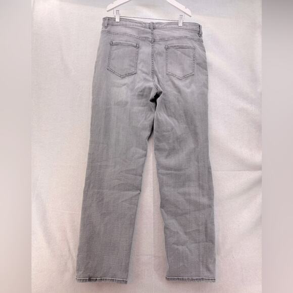 LOGO by Lori Goldstein Women’s Patchwork Boyfriend Jeans Grey-blue size 16 tall - Picture 2 of 3